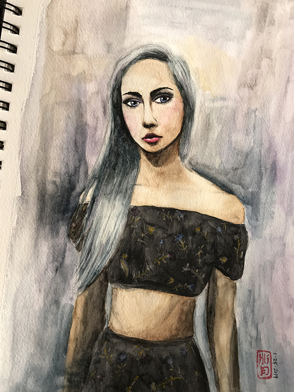 Girl Portrait In&nbsp;Watercolor